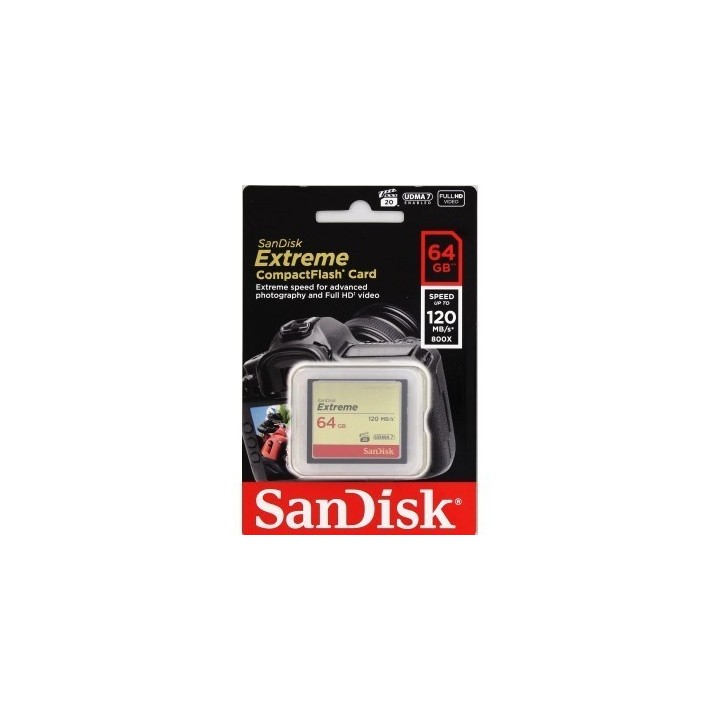 SanDisk Extreme CF 64 GB 120 MB/s zápis 85 MB/s UDMA7
