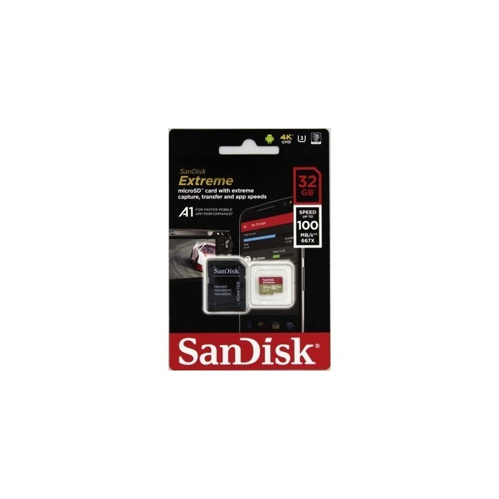 SanDisk Extreme micro SDHC 32 GB 100 MB/s A1 Class 10 UHS-I V30, adapter NÁHRADA ZA 173362