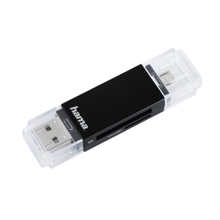 Hama USB 2.0 OTG čtečka karet Basic, SD/microSD, černá