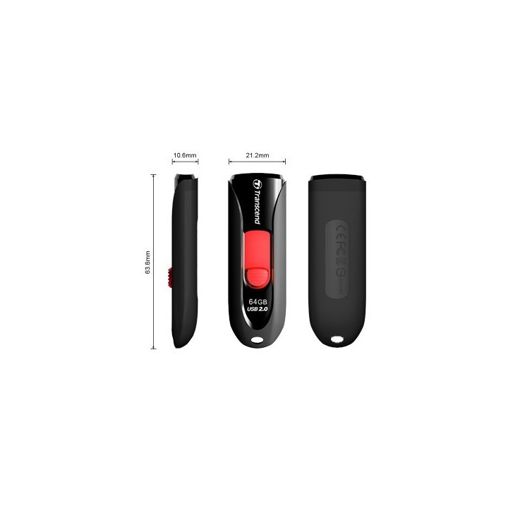 Transcend 64GB JetFlash 590, USB 2.0 flash disk, černo / červený