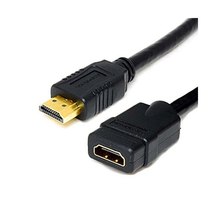 Kabel HDMI M- HDMI F, 3m, zlacené konektory, černá