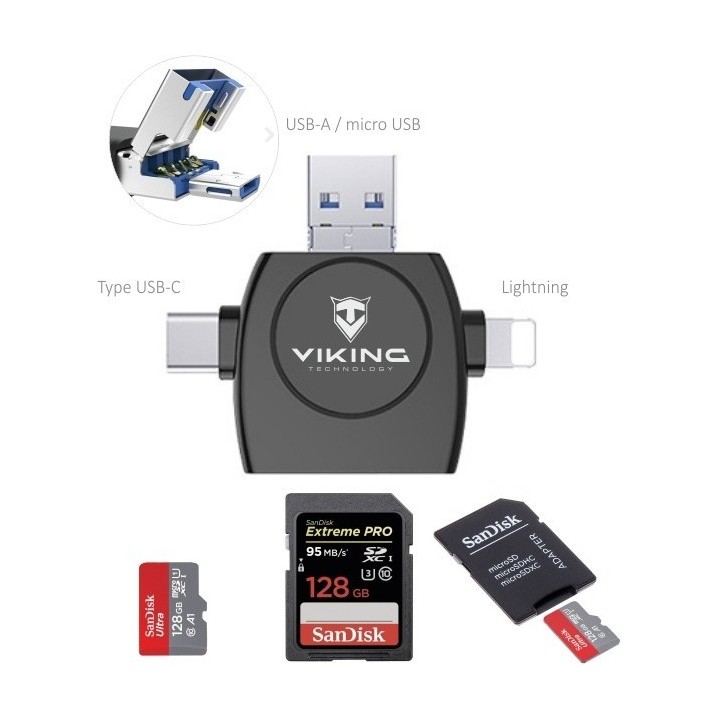 VIKING ČTEČKA PAMĚŤOVÝCH KARET V4 USB3.0 4V1 BÍLÁ
