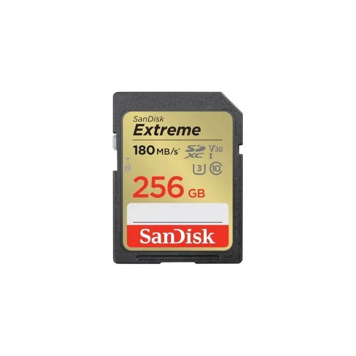 SanDisk Extreme 256 GB SDXC Memory Card 180 MB/s and 130 MB/s UHS-I, Class 10, U3, V30