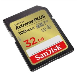 SanDisk Extreme PLUS 32GB SDHC Memory Card 100MB/s and 60MB/s, UHS-I, Class 10, U3, V30