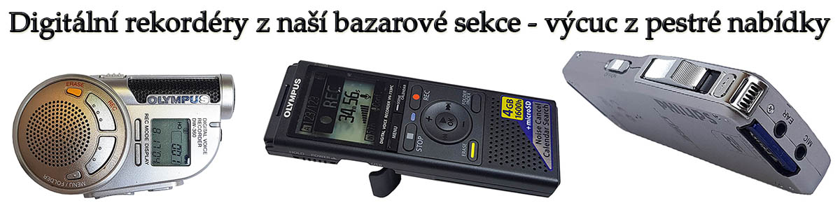 Tři z několika digitálních rekordérů bazarové nabídky...