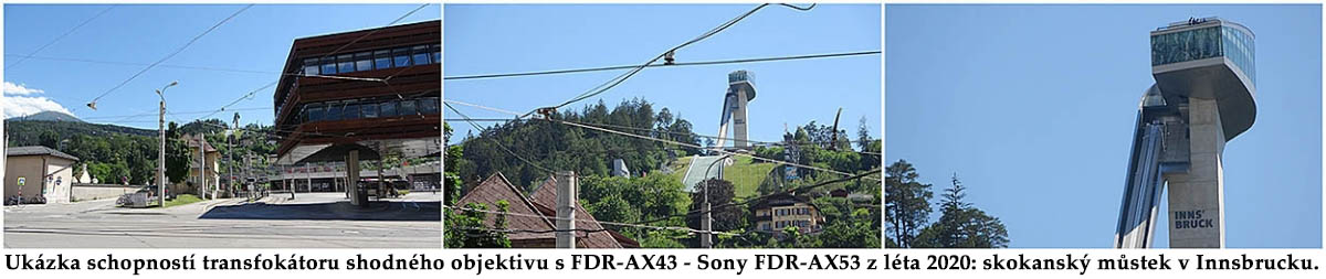 Rozsah transfokátoru shodného objektivu Sony FDR-AX53