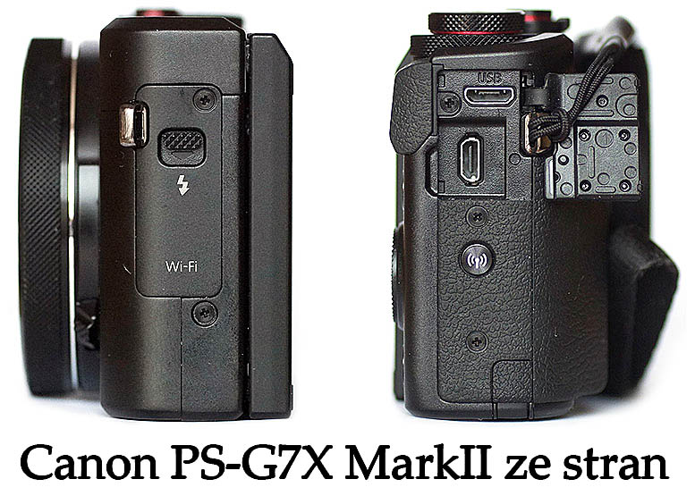 Canon PowerShot G7X MarkII z levého i pravého boku