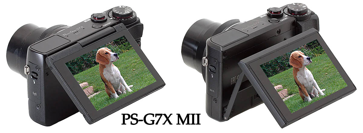 Canon PowerShot G7X MII: polohy zvednutého displeje Canon PowerShot G7X MII: polohy zvednutého displeje