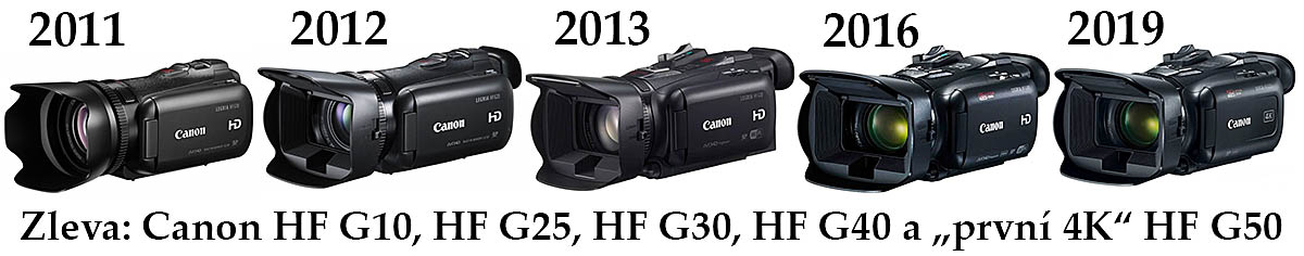 Posloupnost Videokamer Canon HF G10 až HF G50... Posloupnost Videokamer Canon HF G10 až HF G50...