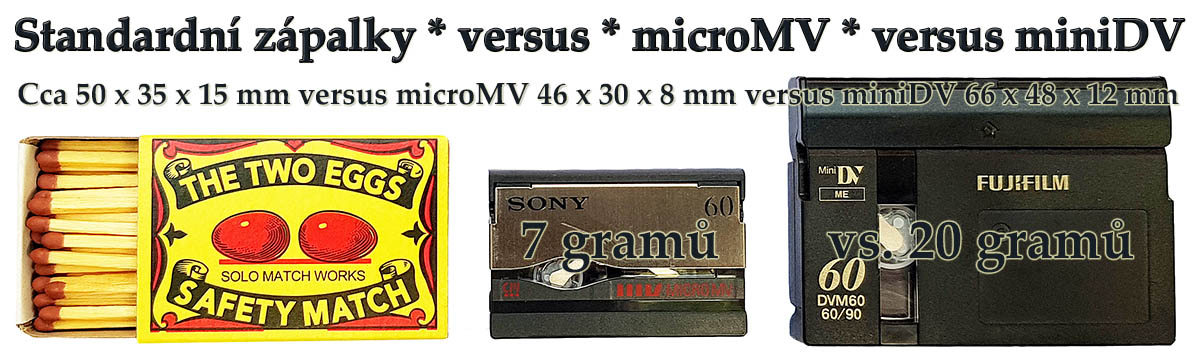 Srovnání velikostí kamerových kazet microMV a miniDV 