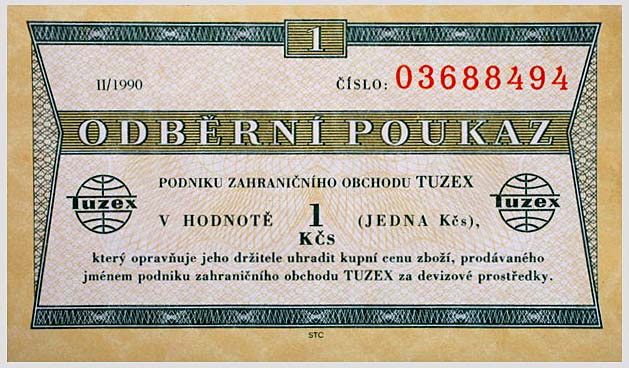 Tuzexová poukázka coby platidlo z reálného socialismu