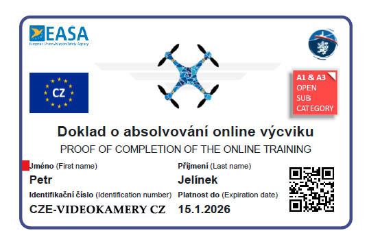 Doklad o absolvování ONLINE výcviku bezpilotních dronů