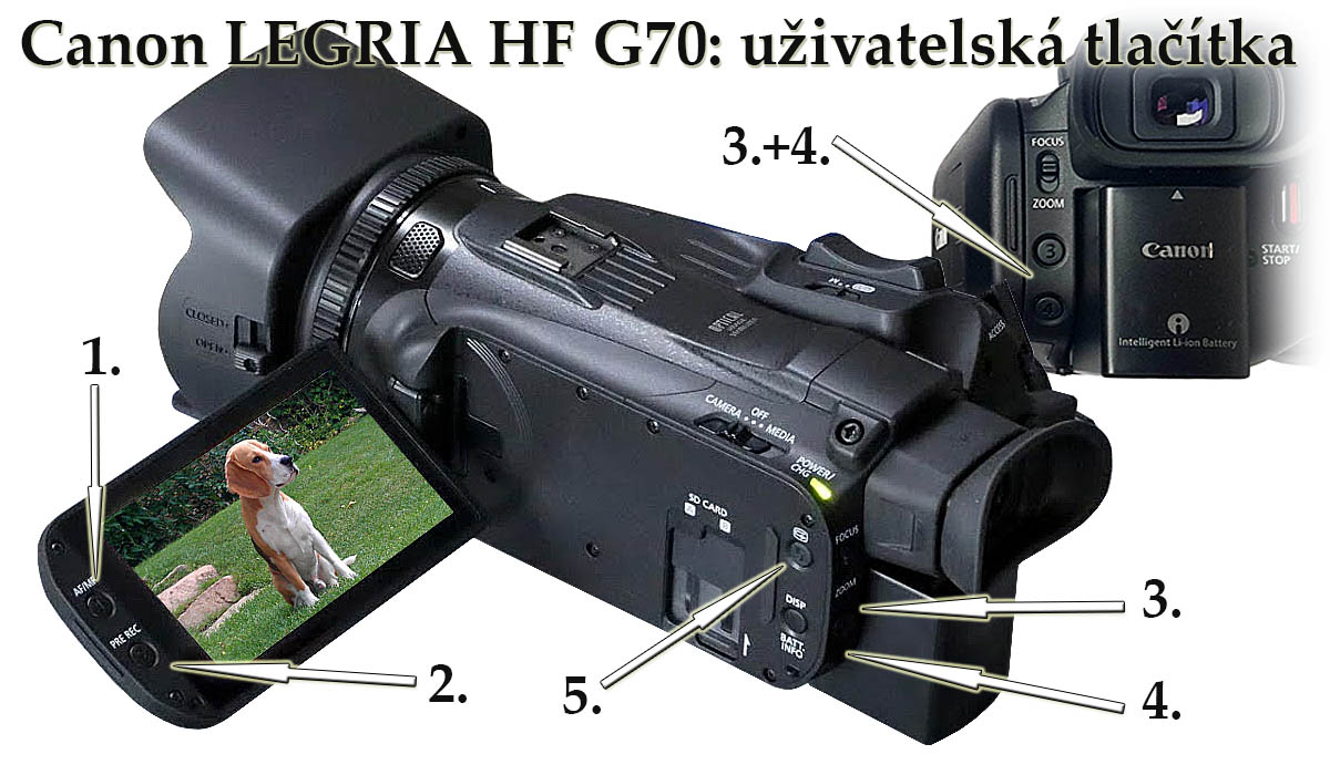 Canon LEGRIA HF G70: uživatelská tlačítka 1 až 5... 