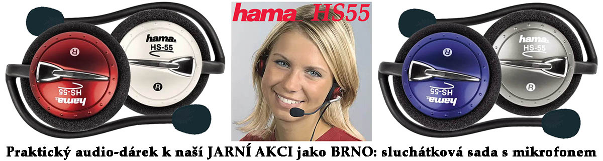 4 barvy Audio-sady Hama HS55 a produktová dívka z jejich Webu 4 barvy Audio-sady Hama HS55 a produktová dívka z jejich Webu