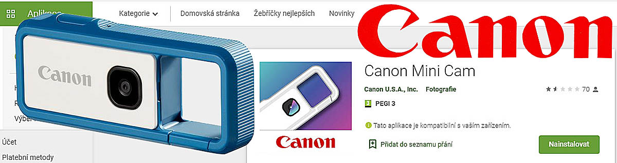 Aplikace, přístroj a logo Canon v naší koláži do recenze Aplikace, přístroj a logo Canon v naší koláži do recenze