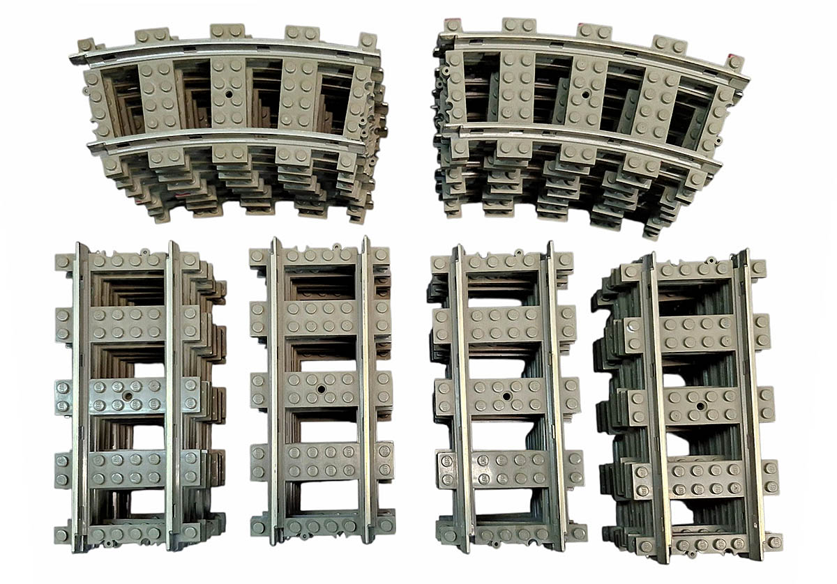 Náhradní LEGO-koleje: 16 oblouků a 32 rovných dílů... 