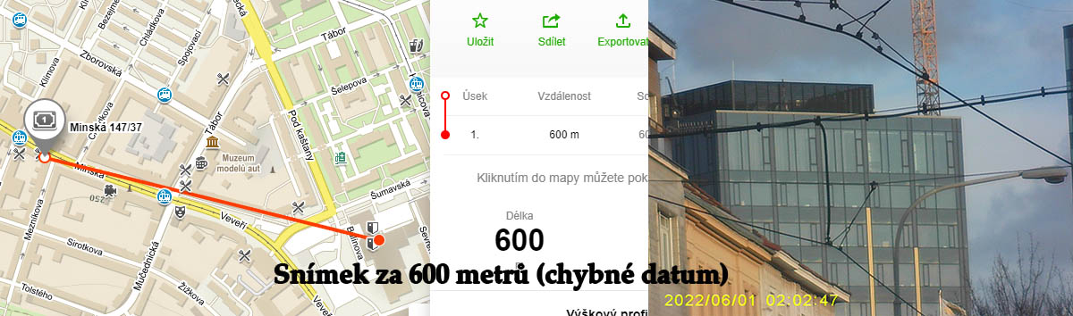 Názorný snímek přiblíženého objektu na 600 metrů... 