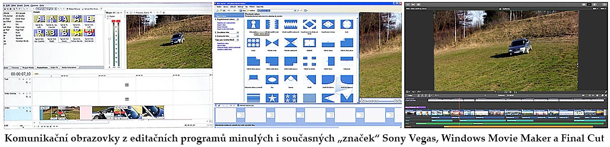 Příklady 3 editačních softwarů s jejich obrazovkami Příklady 3 editačních softwarů s jejich obrazovkami