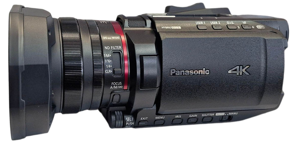 Panasonic HC-X1600 bez očnice - detaily ovládání zleva 