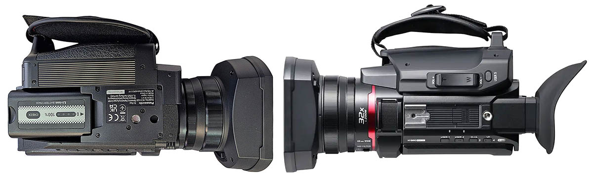 Panasonic HC-X1600 v detailech spodního a horního šasi Panasonic HC-X1600 v detailech spodního a horního šasi