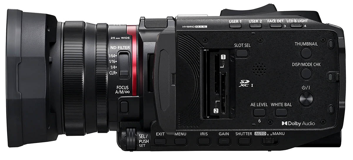 Videokamera Panasonic HC-X1200: ovládání na levoboku