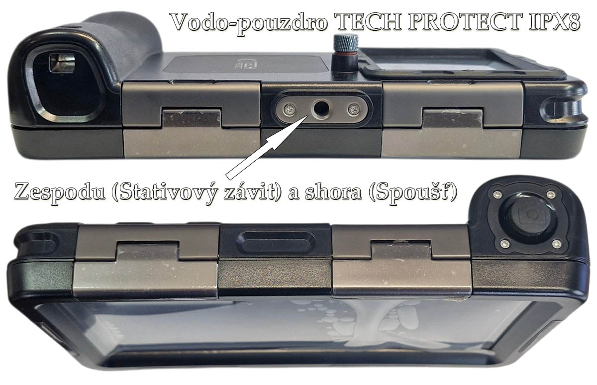 Podvodní pouzdra TECH-PROTECT IPX8 zespodu a shora.
