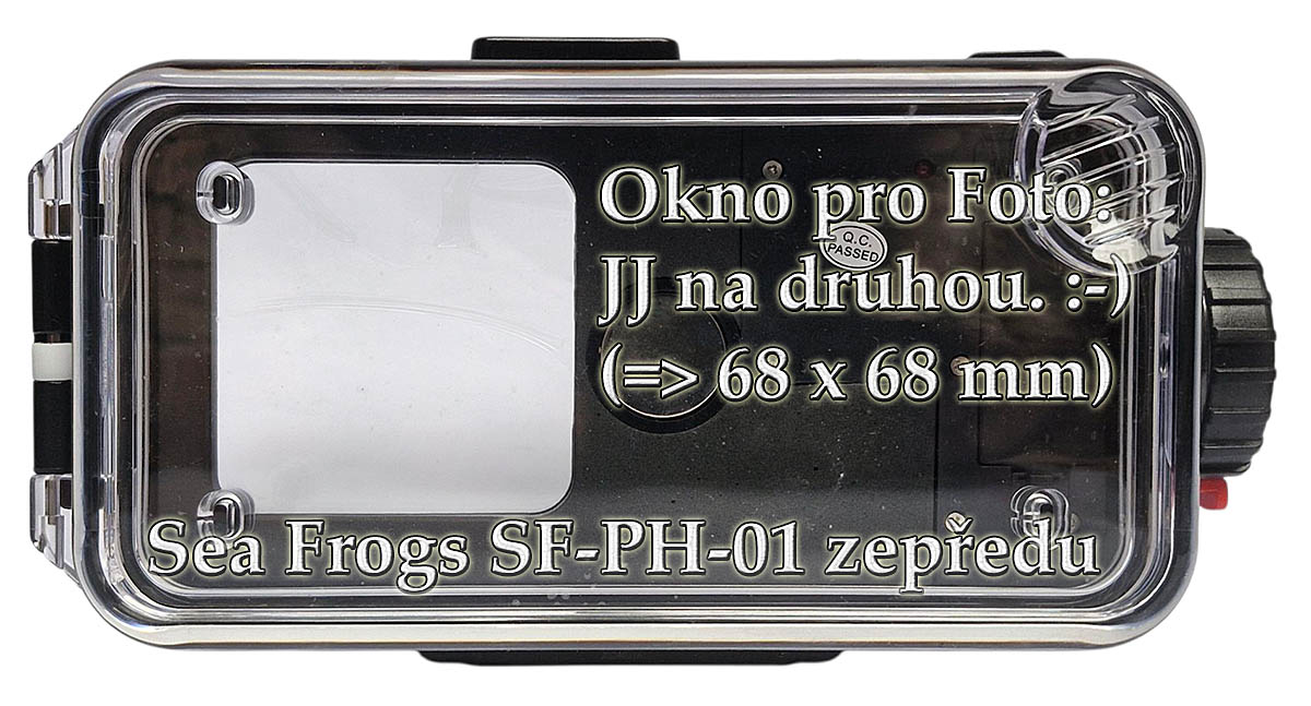 Detail přední strany pouzdra s oknem pro Fotoaparát...
