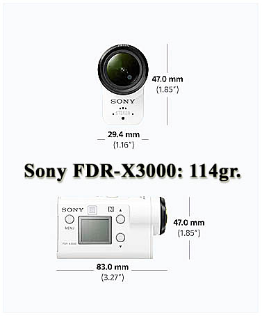 Rozměry a hmotnost většího z obou prcků: Sony X3000  