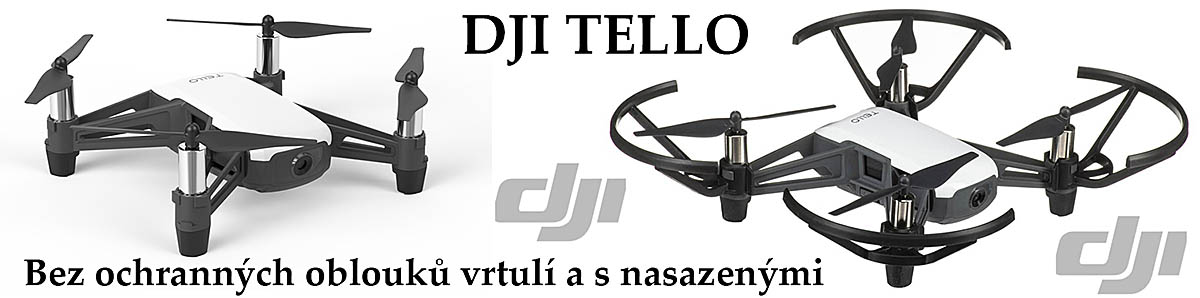 DJI TELLO bez ochranných oblouků vrtulí a s nimi...
