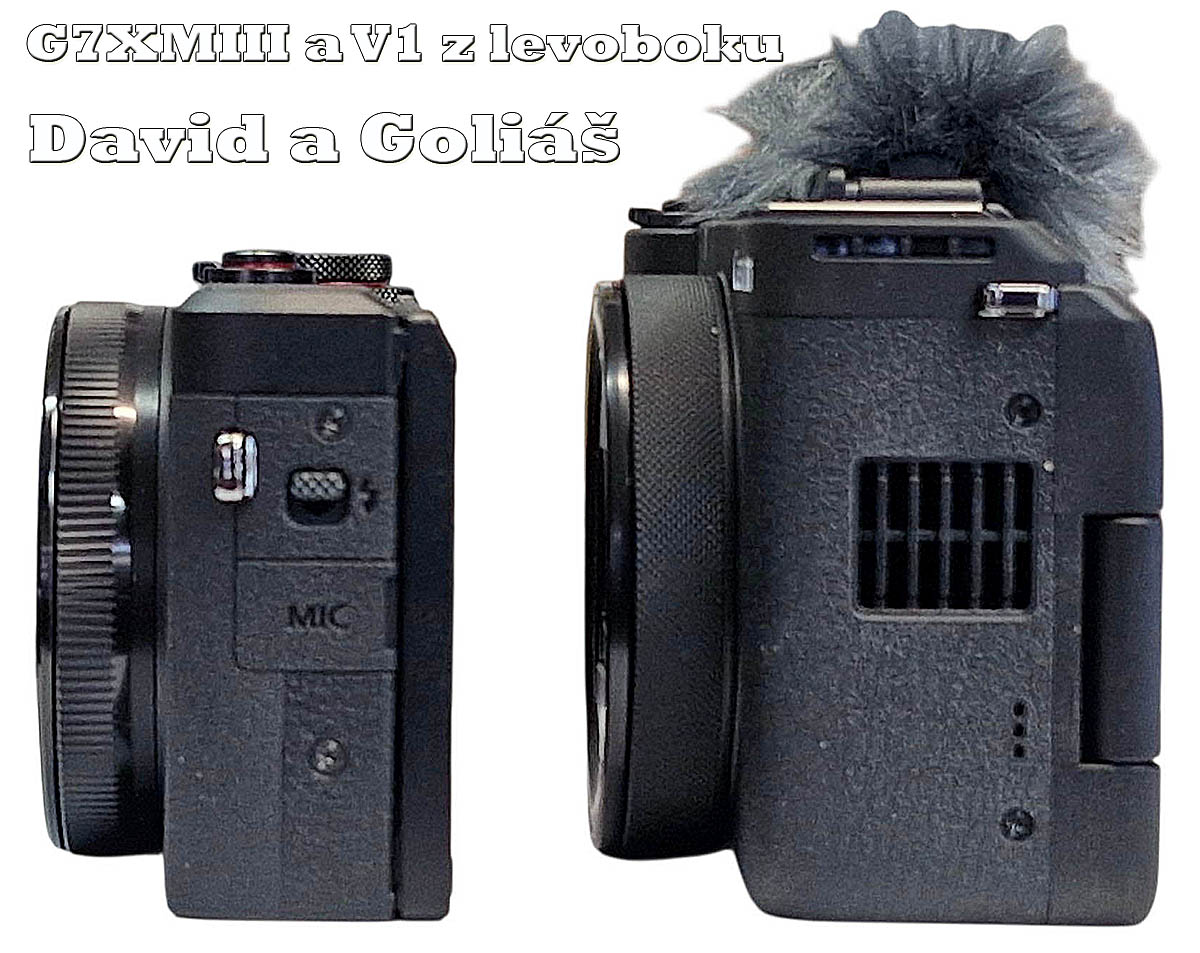 Canon PS-G7X MIII versus PS-V1 v bočním detailu...