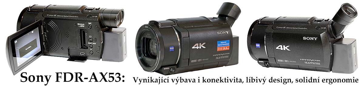 Videokamera Sony FDR- AX53 v detailech svého těla Videokamera Sony FDR- AX53 v detailech svého těla