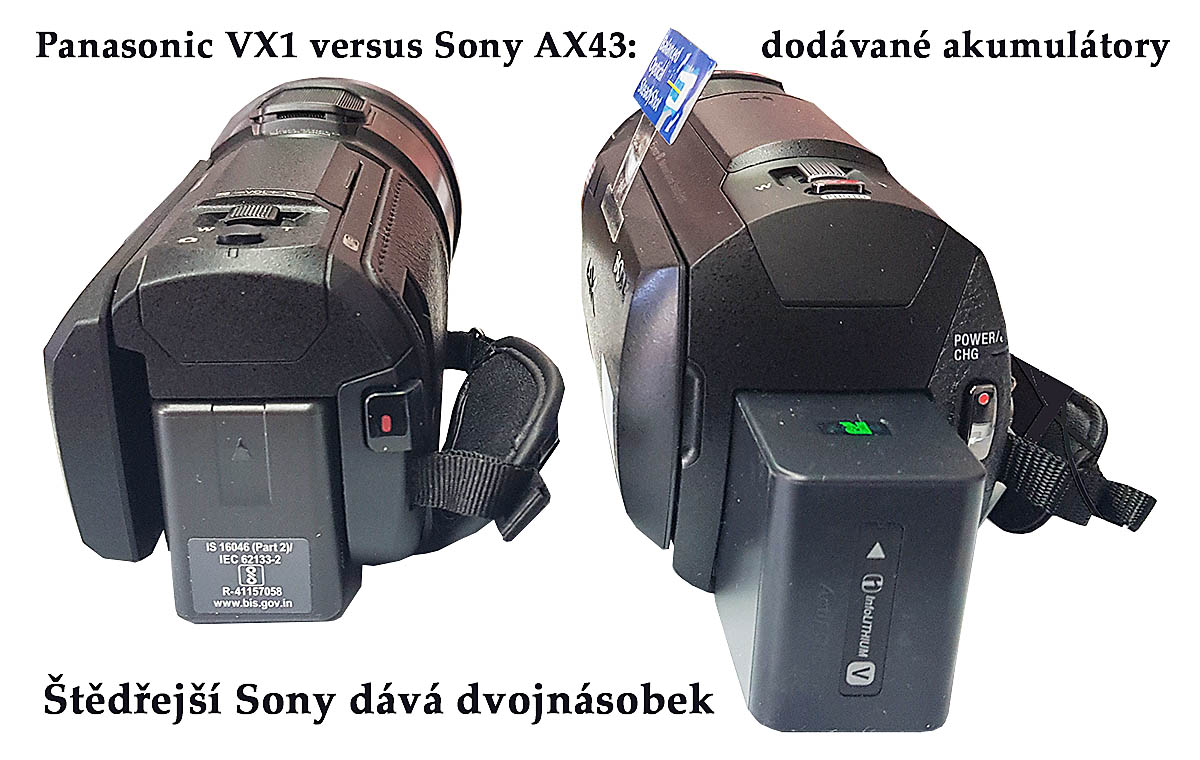Videokamery Panasonic VX1 a Sony FDR-AX43 zezadu