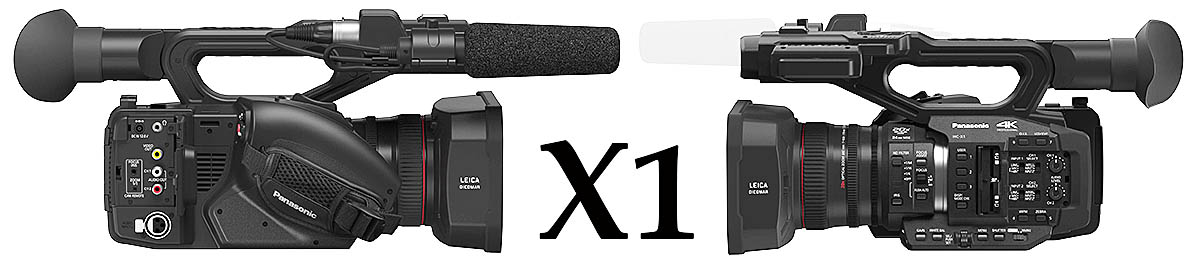 Detailní pohled na kameru Panasonic HC-X1 z obou stran Detailní pohled na kameru Panasonic HC-X1 z obou stran