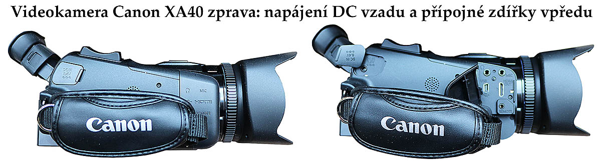 Přípojné zdířky Videokamery Canon XA40 bez madla Přípojné zdířky Videokamery Canon XA40 bez madla